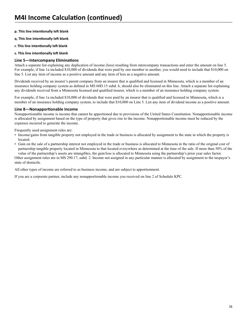 Instructions for Form M4, M4I, M4A, M4T - Minnesota, Page 11