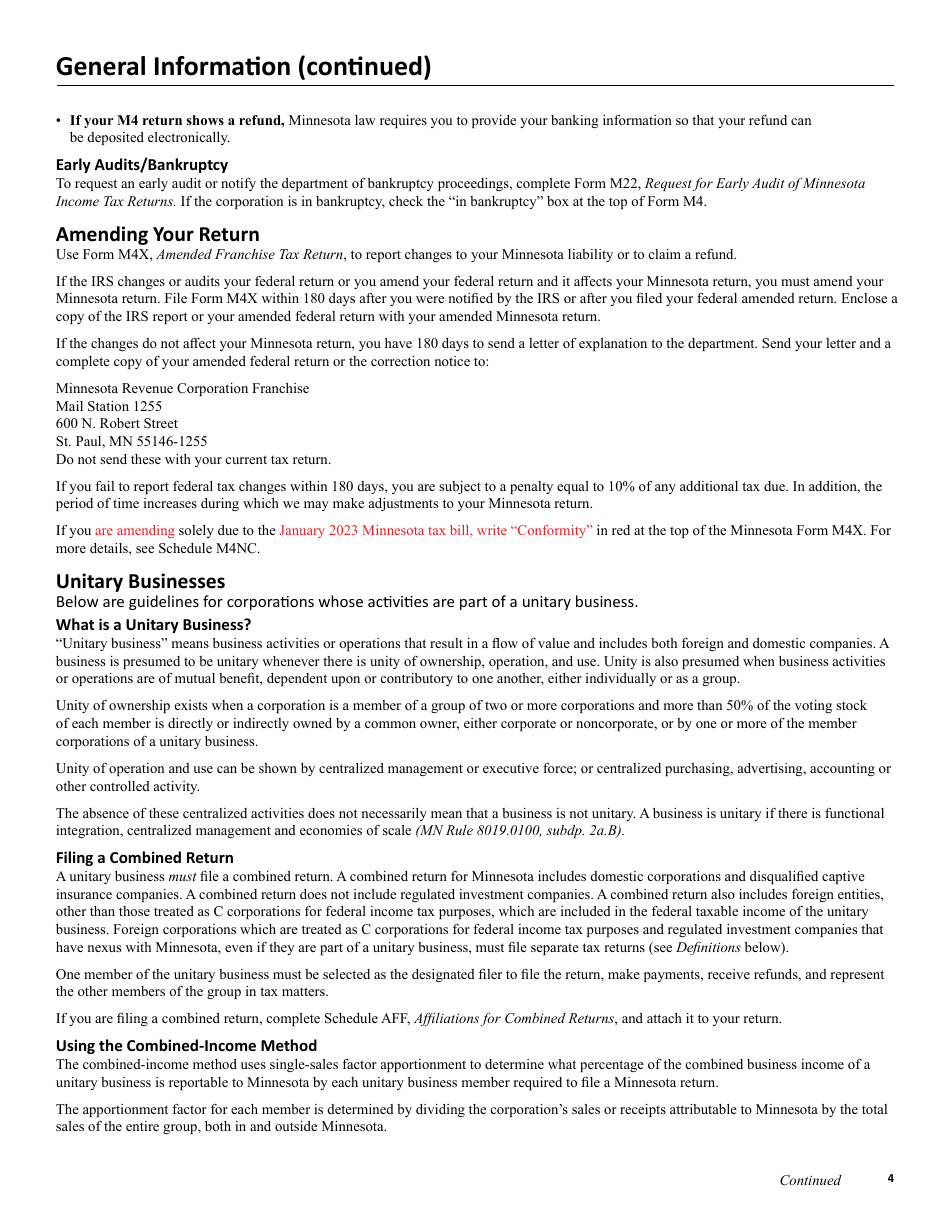 Instructions for Form M4, M4I, M4A, M4T - Minnesota, Page 4