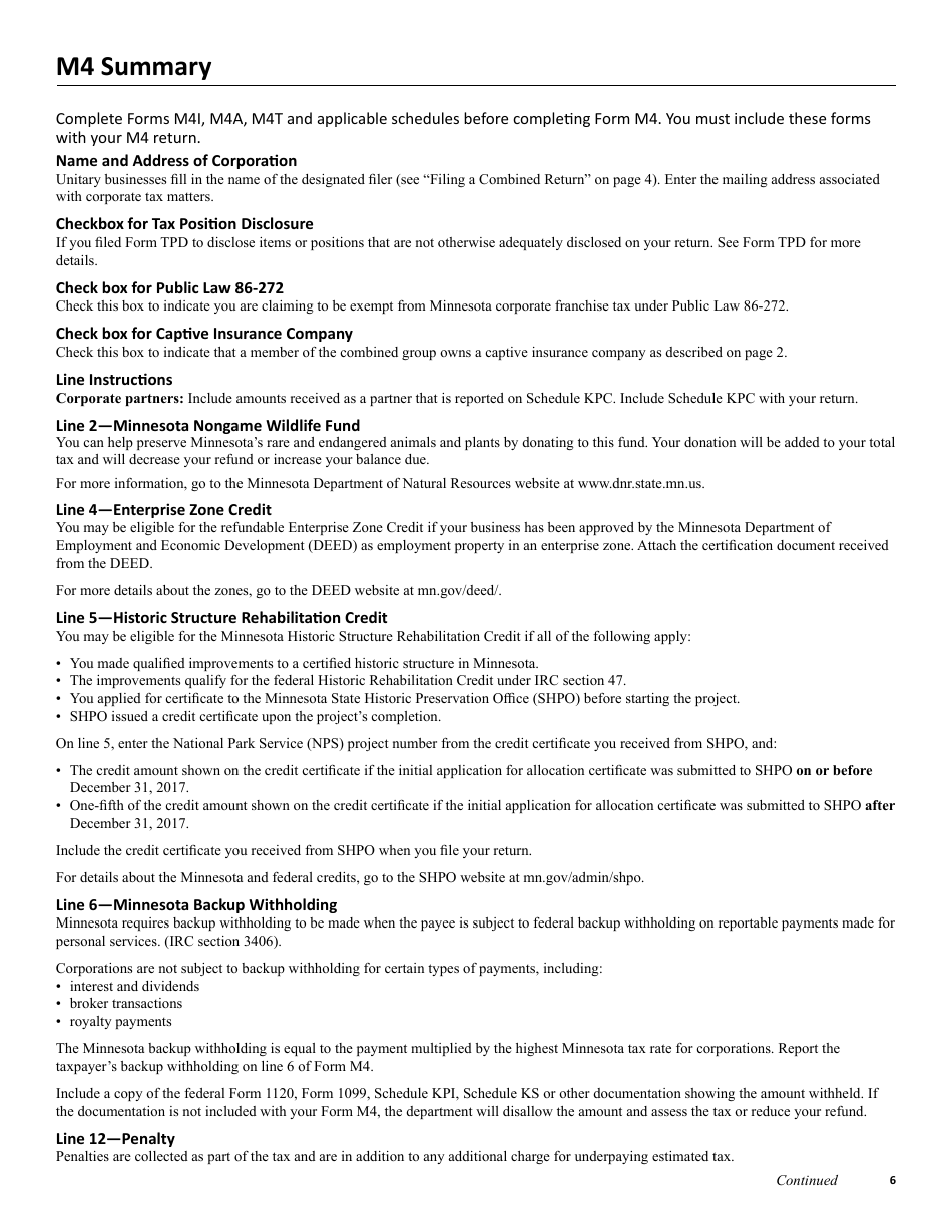 Instructions for Form M4, M4I, M4A, M4T - Minnesota, Page 6