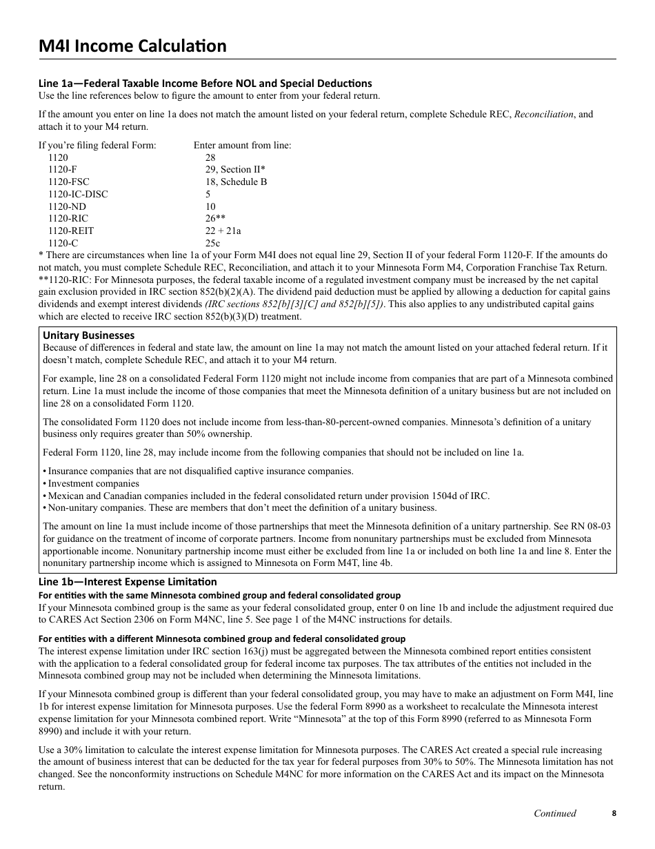Instructions for Form M4, M4I, M4A, M4T - Minnesota, Page 8