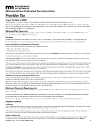 Minnesotacare Estimated Tax Instructions - Provider Tax - Minnesota