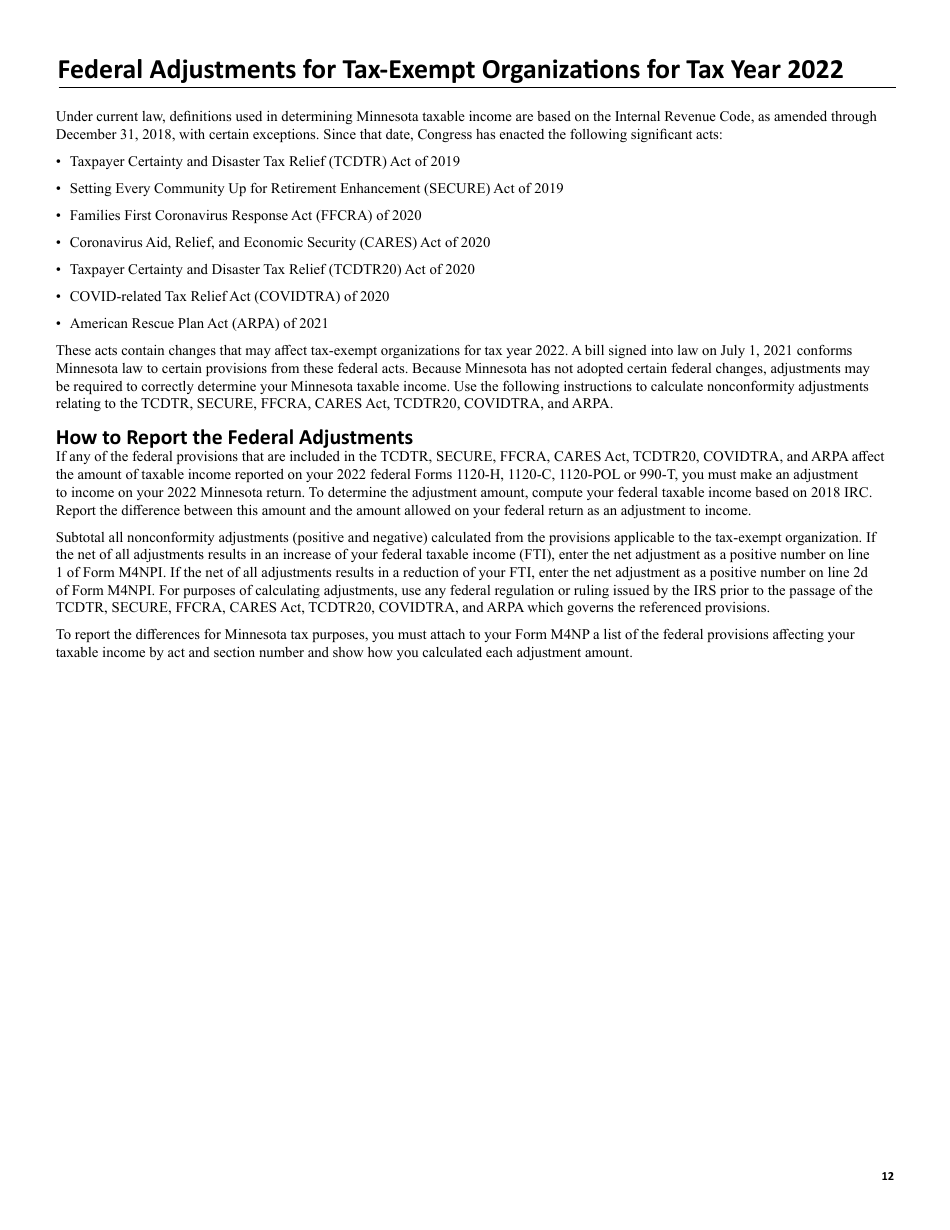 Instructions for Form M4NP, M4NPI, M4NPA - Minnesota, Page 12