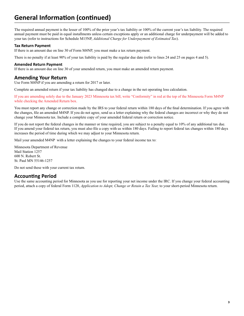 Instructions for Form M4NP, M4NPI, M4NPA - Minnesota, Page 3