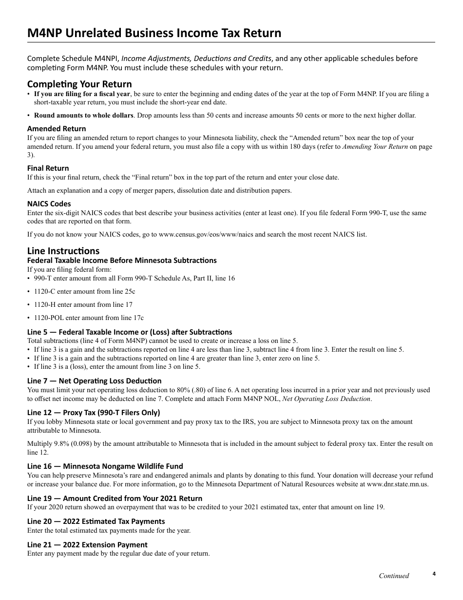 Instructions for Form M4NP, M4NPI, M4NPA - Minnesota, Page 4