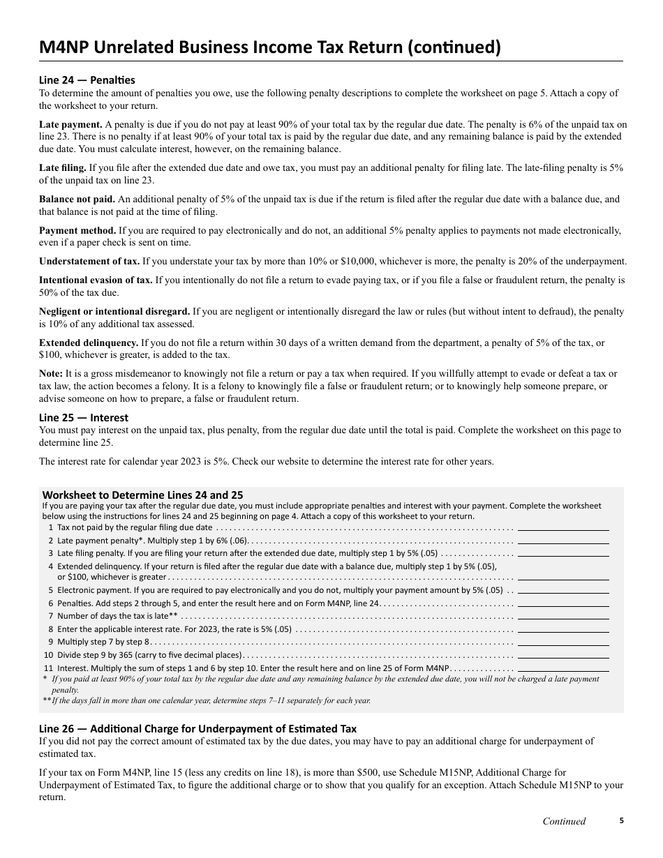 Instructions for Form M4NP, M4NPI, M4NPA - Minnesota, Page 5