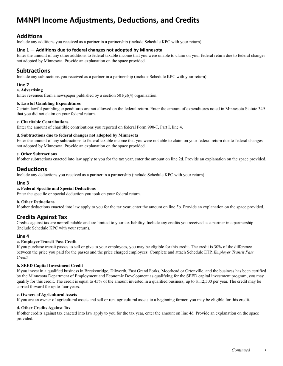 Instructions for Form M4NP, M4NPI, M4NPA - Minnesota, Page 7