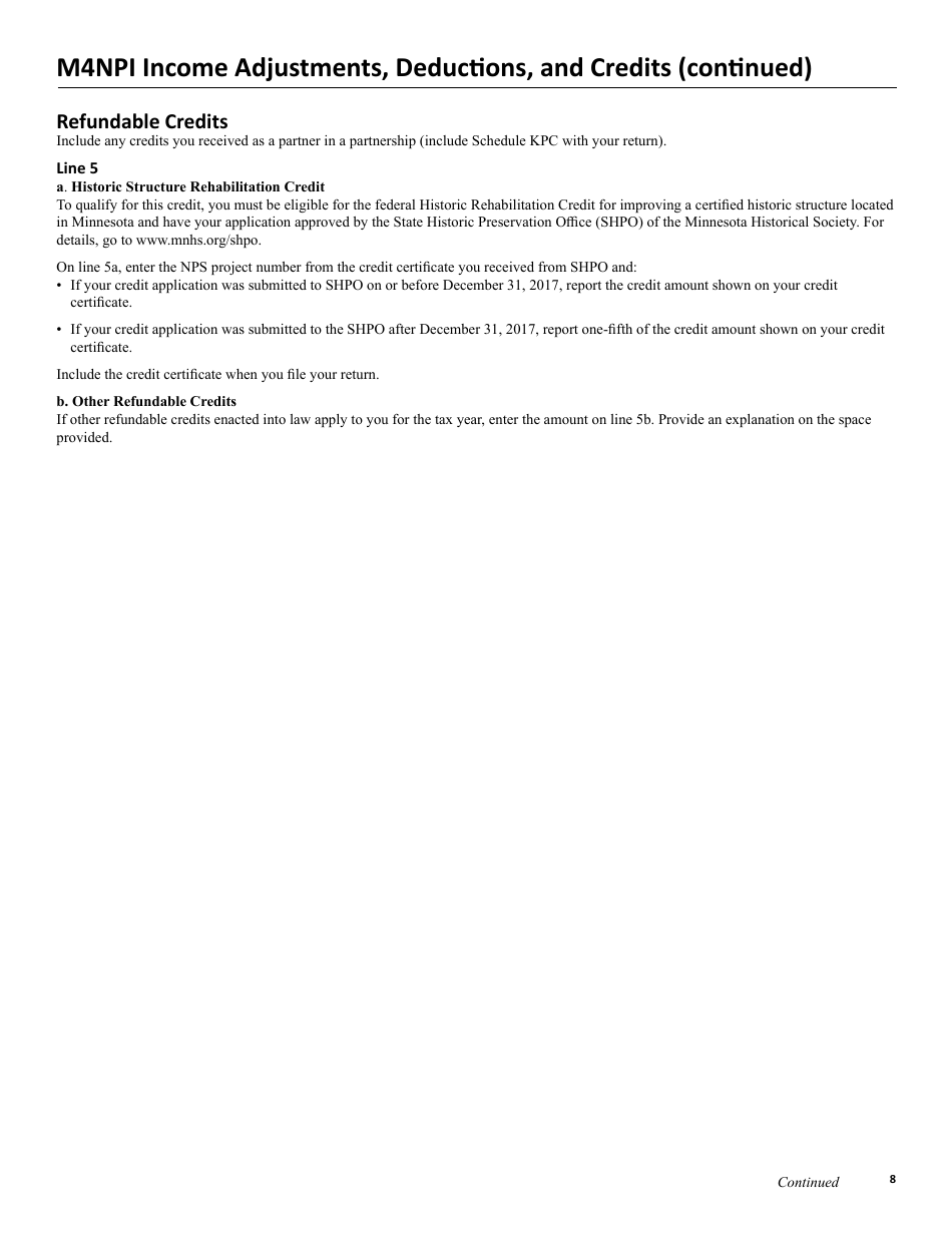 Instructions for Form M4NP, M4NPI, M4NPA - Minnesota, Page 8