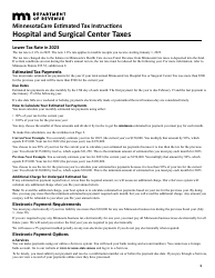 Minnesotacare Estimated Tax Instructions - Hospital and Surgical Center Taxes - Minnesota