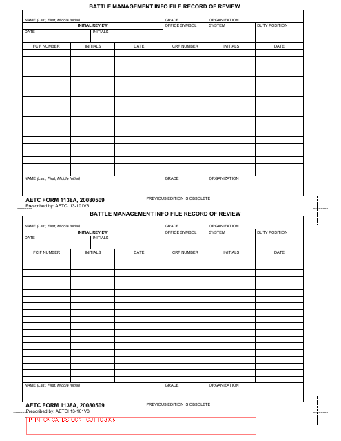 AETC Form 1138A Battle Management Info File Record of Review