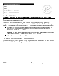 Document preview: Local Form H109H4 Debtor's Motion for Waiver of Credit Counseling/Debtor Education - Hawaii