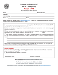 Document preview: Petition for Removal of Bscr Delinquency - Phase I - Pwp - Florida