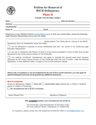 Document preview: Petition for Removal of Bscr Delinquency - Phase Ii - Florida