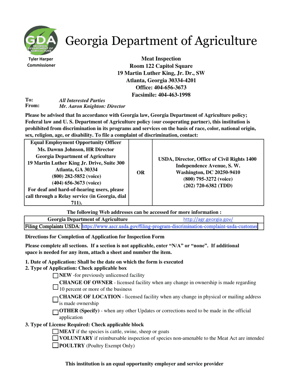 (United States) Application for License to Operate an Abattoir