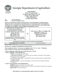 Application for License to Operate an Abattoir and/or Meat Processing Plant - Georgia (United States)