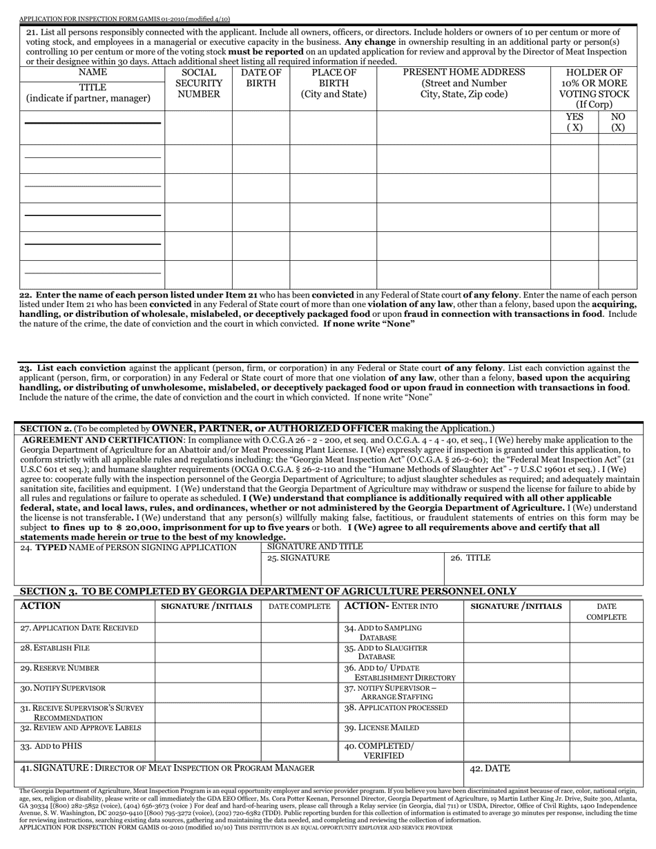 Application for License to Operate an Abattoir and / or Meat Processing Plant - Georgia (United States), Page 4