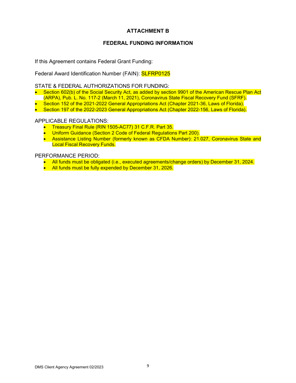 Agreement Between Client Agency and the Department of Management Services - Florida, Page 10