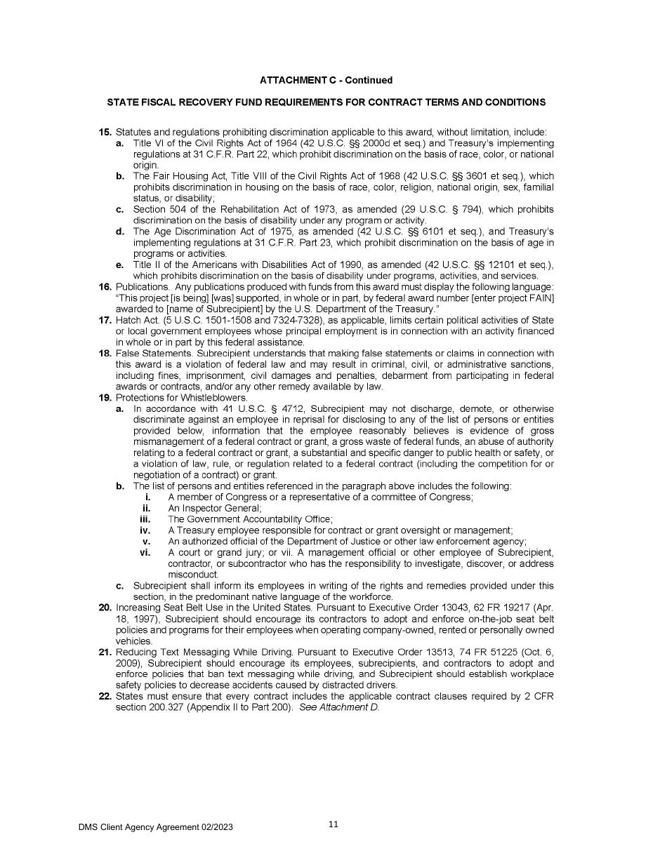 Agreement Between Client Agency and the Department of Management Services - Florida, Page 12