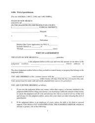 Document preview: Form 4-806 Writ of Garnishment - New Mexico