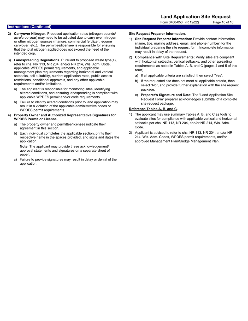 Form 3400-053 Land Application Site Request - Wisconsin, Page 10