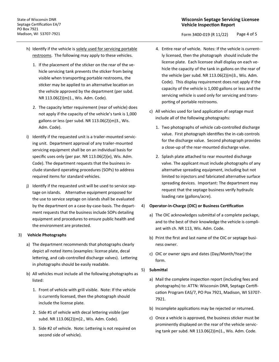 Form 3400-019 Download Printable PDF or Fill Online Wisconsin Septage ...