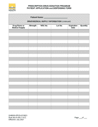 Form DH9005-EPCS Patient Application and Dispensing Form - Prescription Drug Donation Program - Florida, Page 2