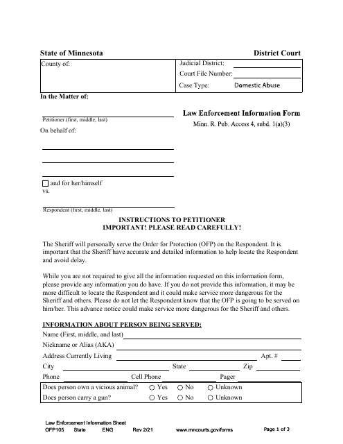 Form OFP105  Printable Pdf