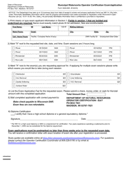 Document preview: Form 3400-838 Municipal Waterworks Operator Certification Exam Application - Wisconsin