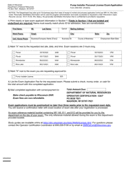 Document preview: Form 3400-843 Pump Installer Personal License Exam Application - Wisconsin