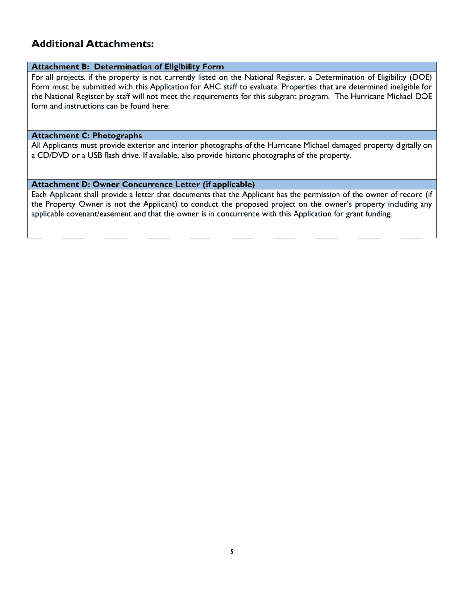 Hurricane Michael Recovery Step 1 Grant Application - Alabama, Page 5
