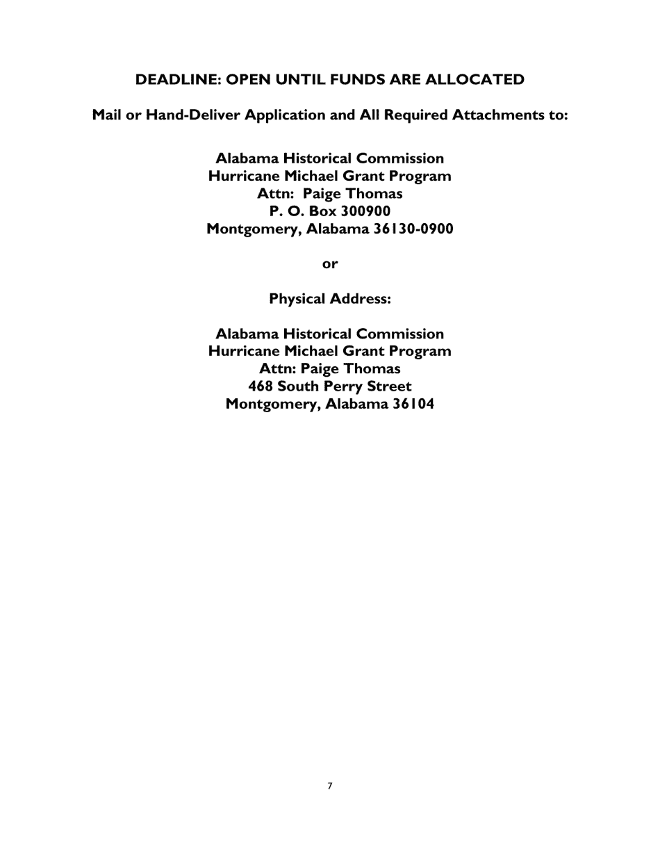 Hurricane Michael Recovery Step 1 Grant Application - Alabama, Page 7