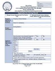 Document preview: Application for Zoning Permit - City of Flint, Michigan