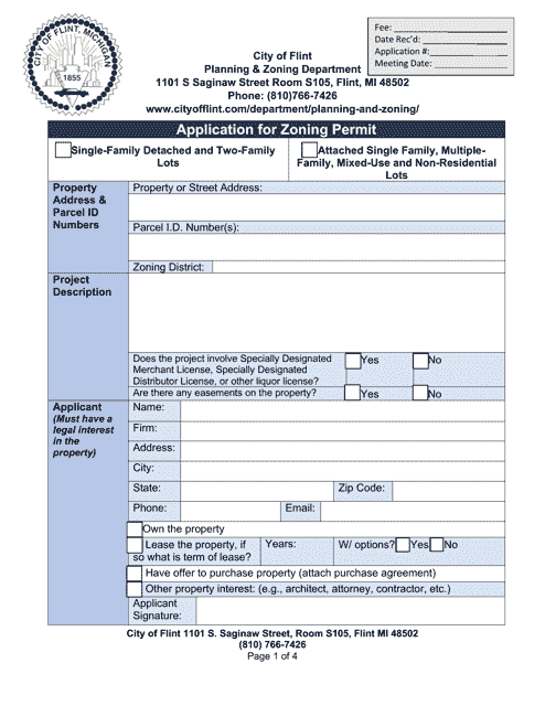 Application for Zoning Permit - City of Flint, Michigan Download Pdf