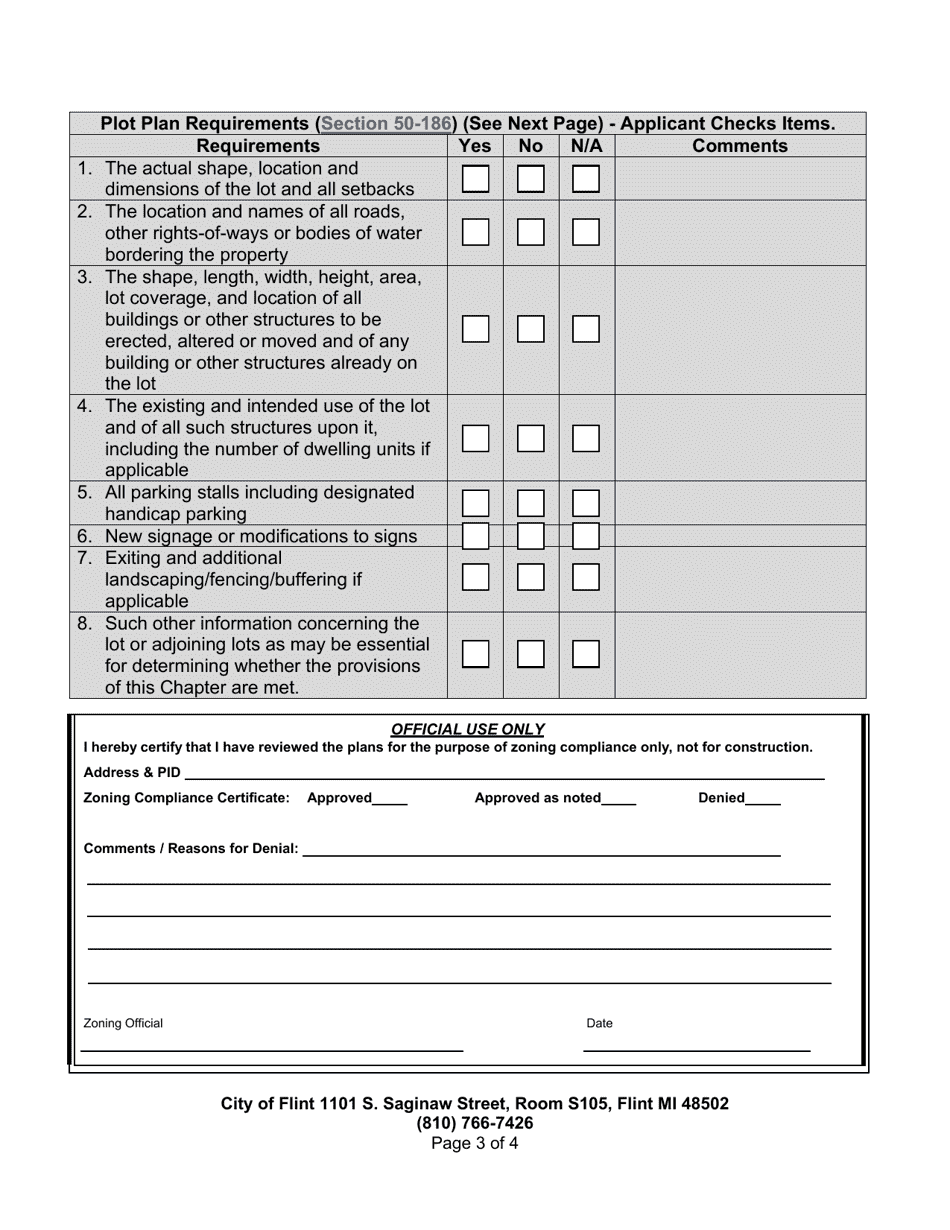 Application for Zoning Permit - City of Flint, Michigan, Page 3