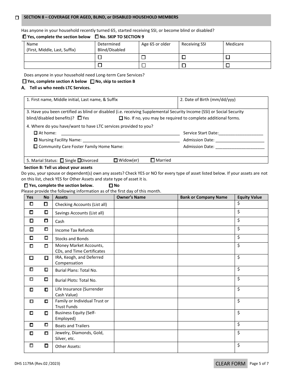 Form DHS1179A Change of Circumstance Report Form - Hawaii, Page 5