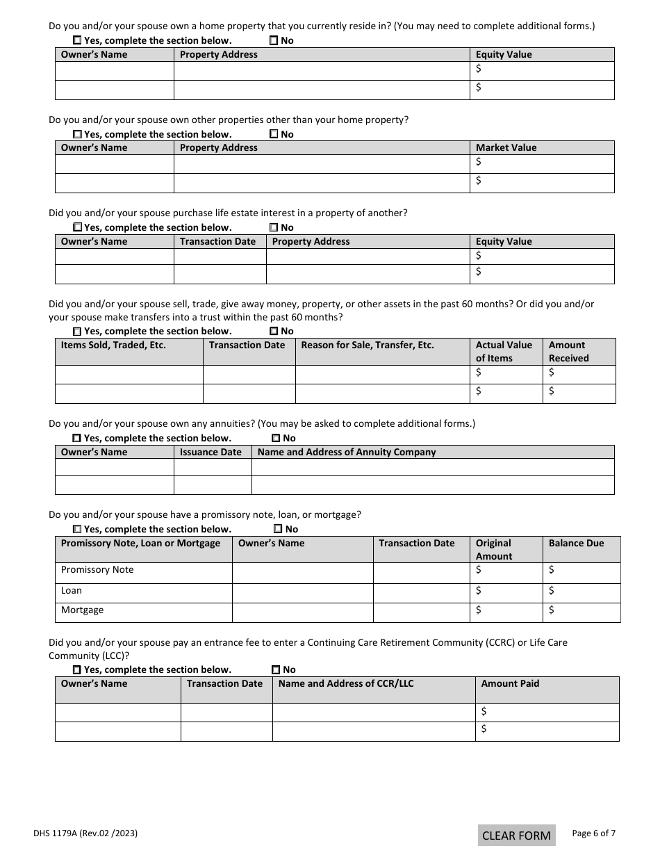 Form DHS1179A Change of Circumstance Report Form - Hawaii, Page 6