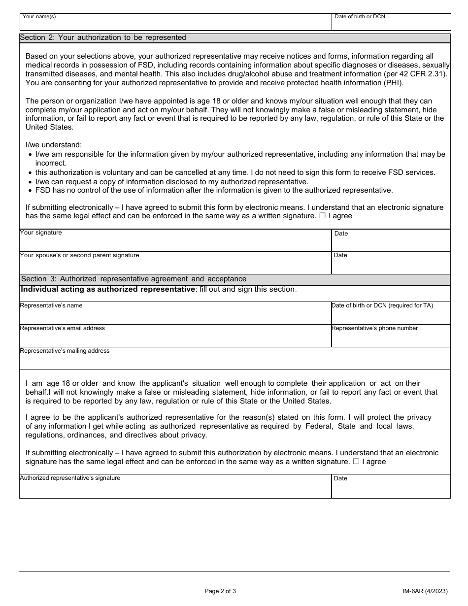 Form IM-6AR Appointing an Authorized Representative - Missouri, Page 2