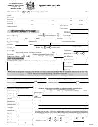 Document preview: Form 212 Application for Title - Delaware