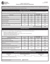 Document preview: Form 3038 Family Cost Share Attestation Worksheet - Children's Autism Program - Texas