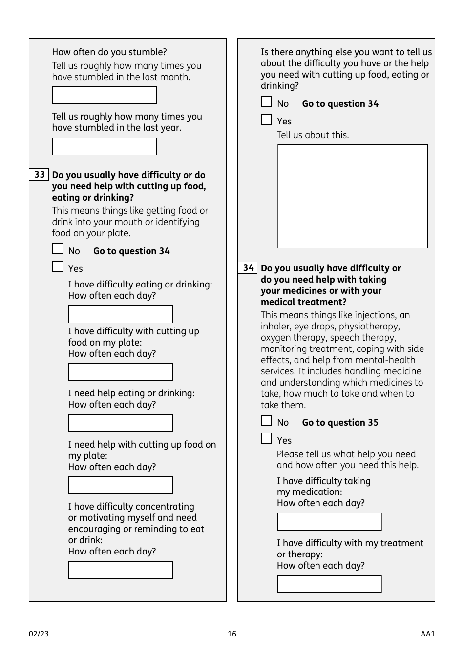 Form AA1 Attendance Allowance for People of State Pension Age or Over - United Kingdom, Page 16