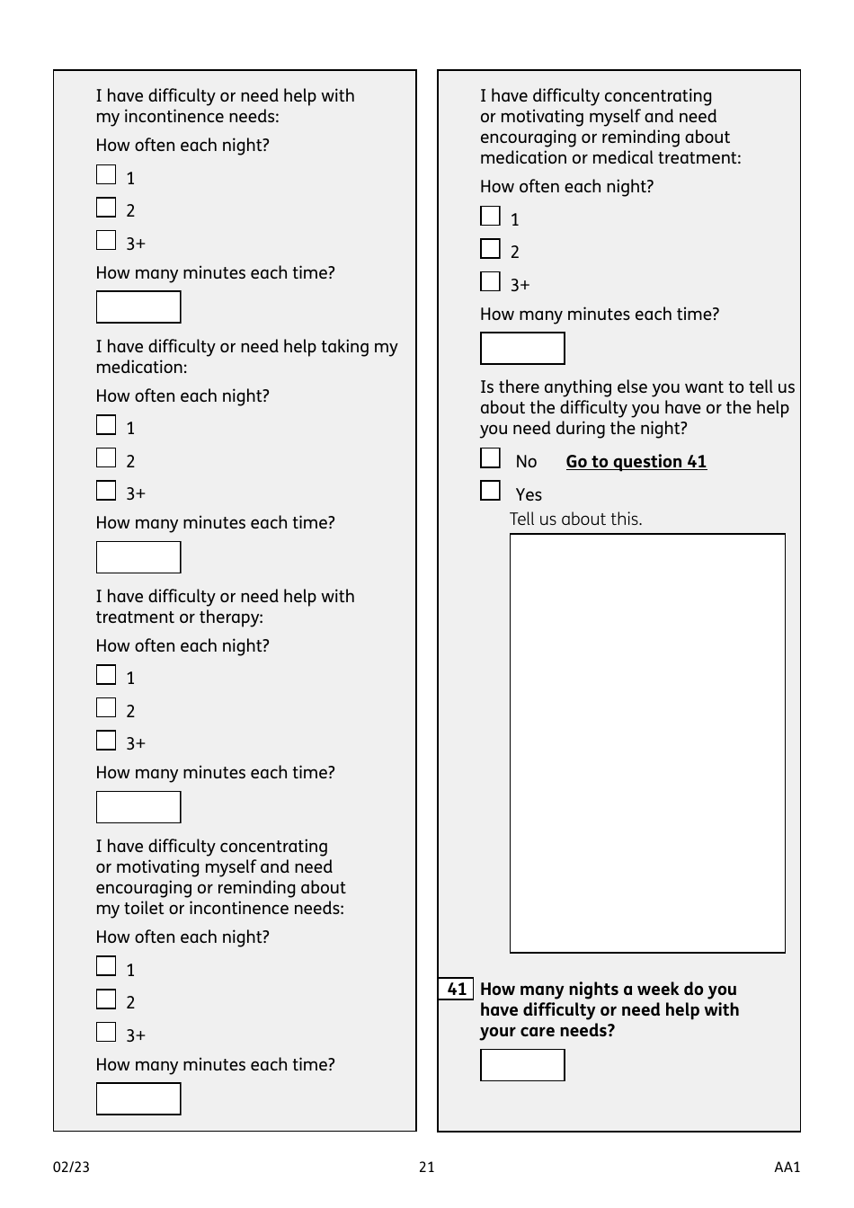 Form AA1 Attendance Allowance for People of State Pension Age or Over - United Kingdom, Page 21