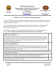 Student Learner &amp; Student Training Agreements - Wyoming