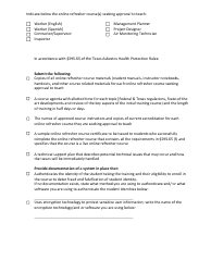 Asbestos Online Refresher Course Approval Application - Texas, Page 2