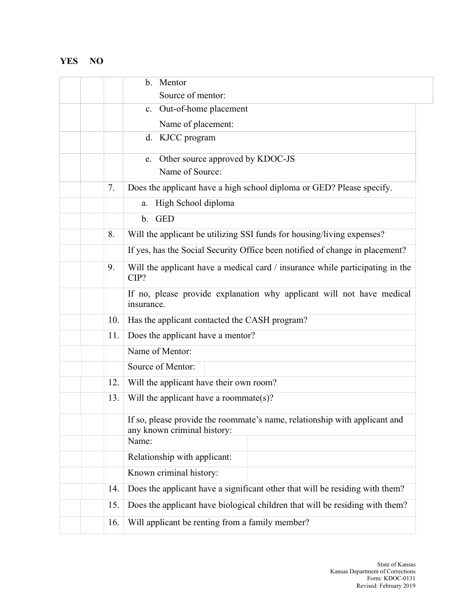 Form KDOC0131 Fill Out, Sign Online and Download Printable PDF