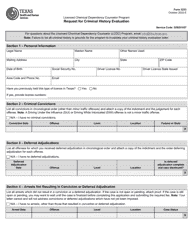 Document preview: Form 3233 Request for Criminal History Evaluation - Licensed Chemical Dependency Counselor Program - Texas