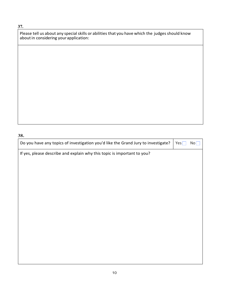 Confidential Juror Questionnaire - Alameda County, California, Page 10
