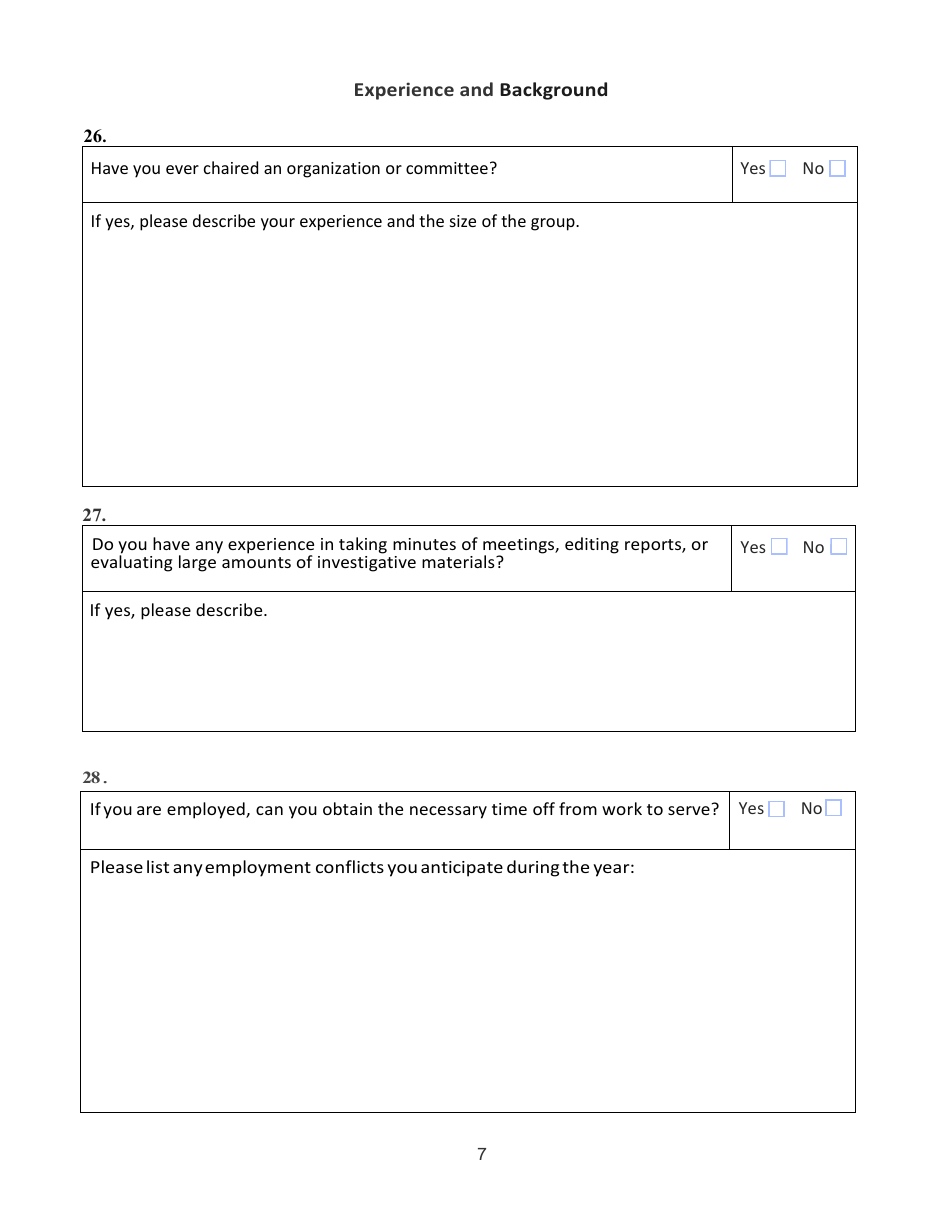 Confidential Juror Questionnaire - Alameda County, California, Page 7