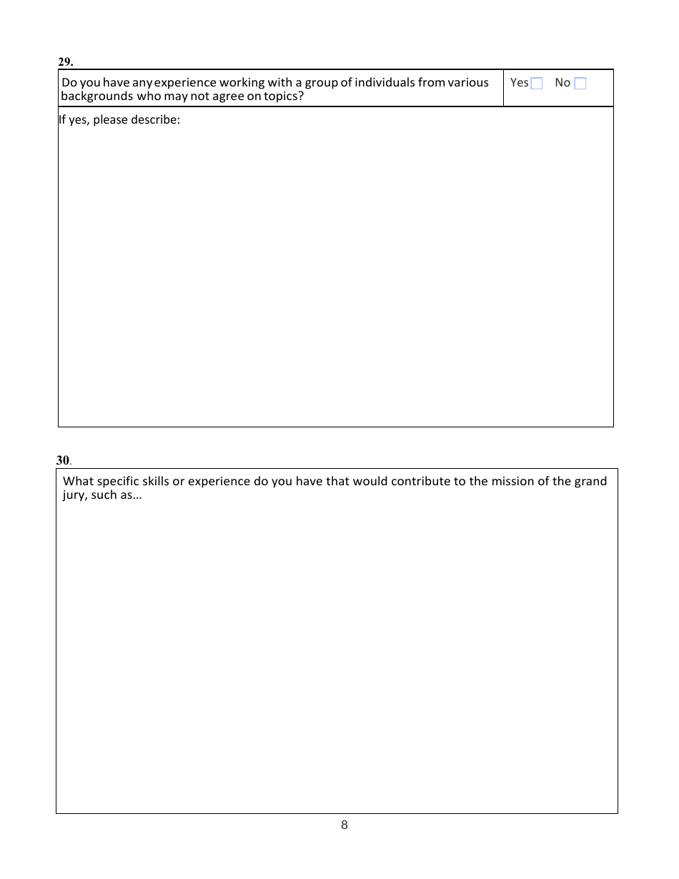 Confidential Juror Questionnaire - Alameda County, California, Page 8