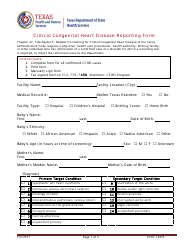 Document preview: Form EF05-14455 Critical Congenital Heart Disease Reporting Form - Texas