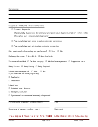 Form EF05-14455 Critical Congenital Heart Disease Reporting Form - Texas, Page 2