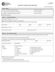 Document preview: Form 3216 Psychiatric Hospital License Application - Texas